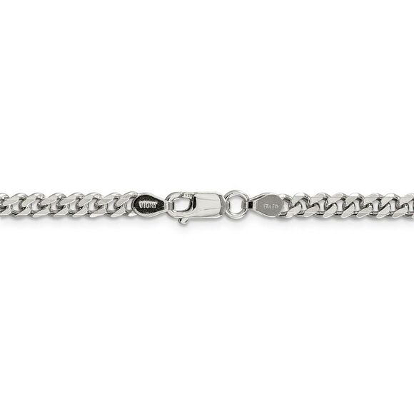4.5mm Rhodium Plated Sterling Silver Solid Curb Chain Necklace, 18 In - Picture 3 of 7
